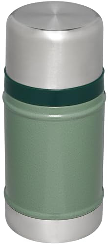 Stanley Classic Legendary Large Food Jar 24 oz | Vacuum Insulated Food Container | Wide Mouth Screw On Lid | Packable for Travel | Stainless Steel & Leakproof Lid | Hammertone Green