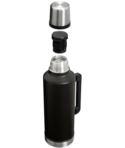 Stanley Classic Legendary Vacuum Bottle 2.5 qt | Wide Mouth with Leakproof Cup Lid | Keep Drinks Hot or Cold | Packable for Travel | Insulated Stainless Steel Thermal Bottle | BPA-Free | Black 2.0