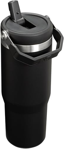 Stanley IceFlow Stainless Steel Tumbler - Vacuum Insulated Water Bottle for Home, Office or Car Reusable Cup with Straw Leak Resistant Flip Cold for 12 Hours or Iced for 2 Days, Black 2.0, 30oz