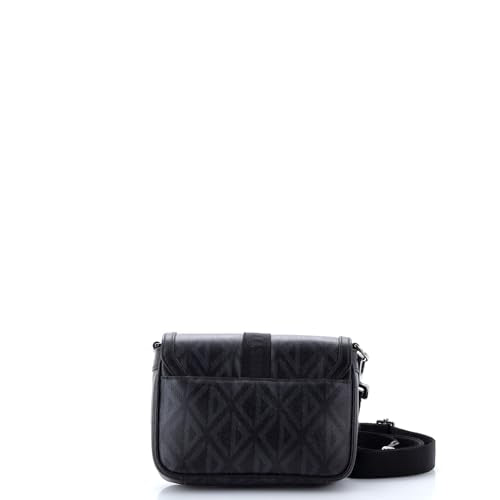 Christian Dior, Pre-Loved Hit the Road Flap Crossbody Bag CD Diamond Coated Canvas and Leather Mini, Black