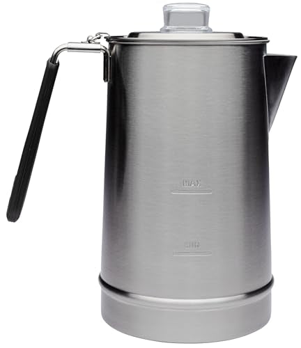Stanley Hold Tight Percolator Coffee Pot 1.1 qt | Stainless Steel 6 Cup Coffee Maker | Stove Top or Open Fire | Backpacking, Camping, Hiking Cookware | BPA-Free | Stainless Steel