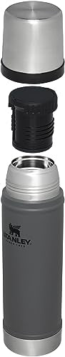 Stanley Classic Legendary Vacuum Bottle 20 oz | Wide Mouth with Leakproof Cup Lid | Keep Drinks Hot or Cold | Packable for Travel | Insulated Stainless Steel Thermal Bottle | BPA-Free | Charcoal
