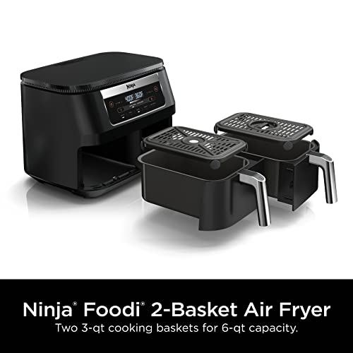 Ninja Foodi DZ090C 5-in-1, 6-qt. 2-Basket Air Fryer with DualZone Technology, Black