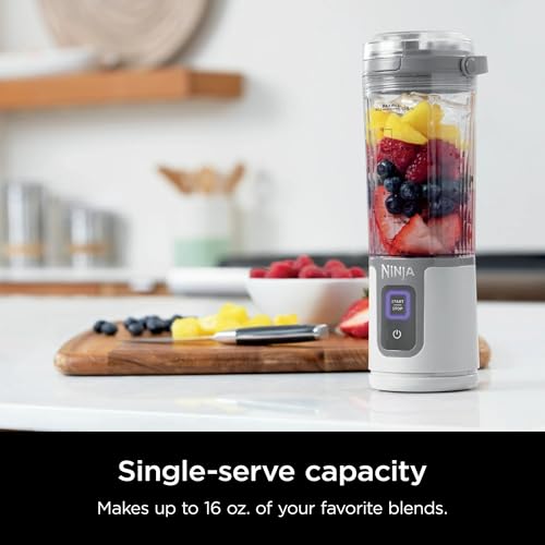 Ninja Blast 16 oz. Personal Portable Blender with Leak Proof Lid and Easy Sip Spout, Perfect for Smoothies, Cordless, USB-C Rechargeable, Dishwasher Safe Parts (Renewed) (White)