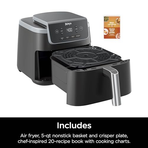 Ninja Air Fryer Pro 4-in-1 Capacity 5 m2 (4.7 Litres) Outdoor Roast, BBQ, Heating, Drainage, BBQ, Air Crisp Technology, Non-stick Basket and Crispy Griddle, Grey