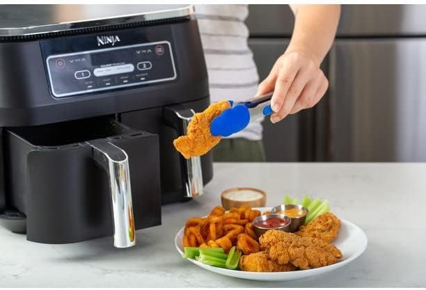 Ninja DZ100 Foodi 4-in-1, 8-qt., 2-Basket Air Fryer with DualZone Technology, DZ100 8-qt BLACK (Renewed)