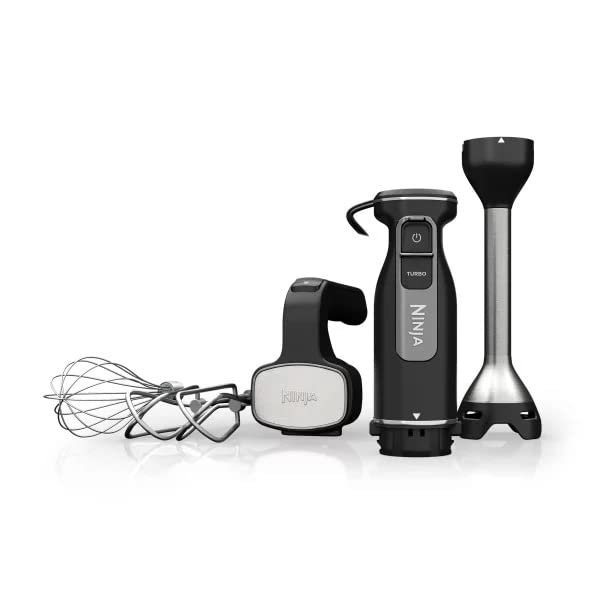 Ninja CI100 Foodi Power Mixer System, 750-Peak-Watt Immersion Blender and Hand Mixer, EasyGlide Beaters, Whisk, Black (Renewed)
