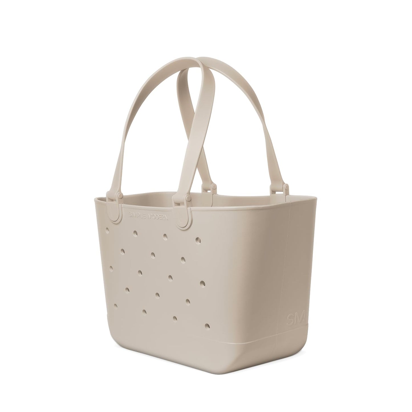 Simple Modern Large Beach Bag | Waterproof Getaway Rubber Tote with Zipper Pocket for Travel, Pool, Boat, Groceries, Sports | Almond Birch