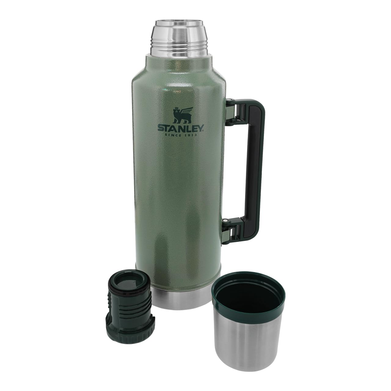 Stanley Classic Vacuum Insulated Wide Mouth Bottle - Hammertone Green - BPA-Free 18/8 Stainless Steel Thermos for Cold & Hot Beverages - 2.0 QT