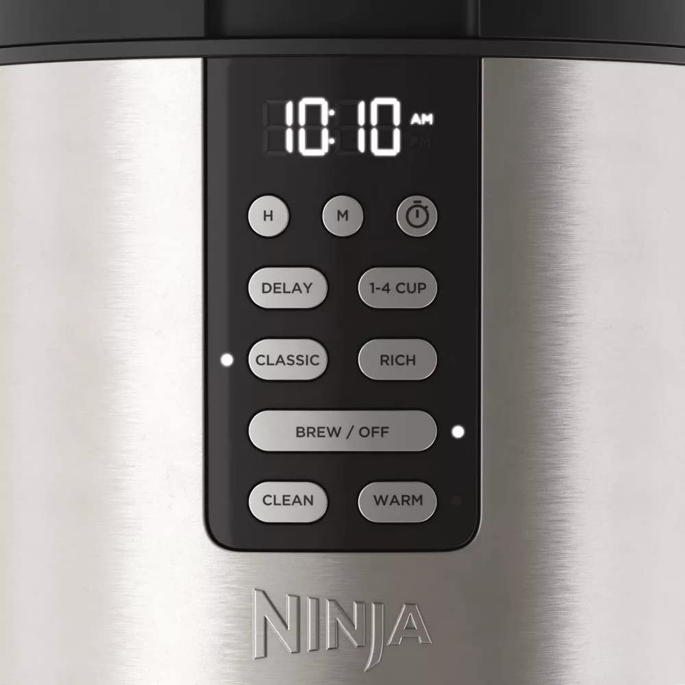 Ninja DCM201 14-Cup XL Coffee Maker PRO, 2 Brew Styles Classic & Rich, 4 Program Small Batch, Delay Brew, Freshness Timer & Keep Warm, No Permanent Filter or Scoop Included (Stainless Steel)