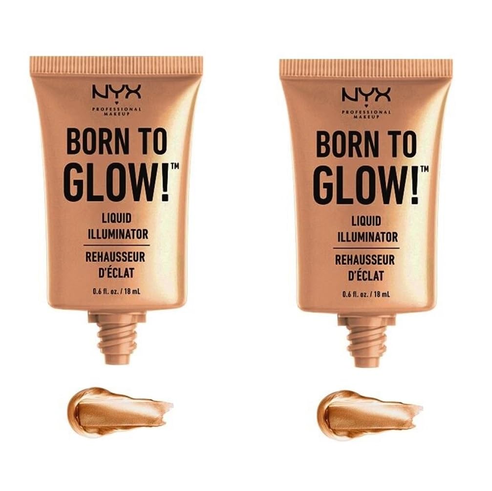 Pack of 2 NYX Born to Glow! Liquid Illuminator, Pure Gold LI03