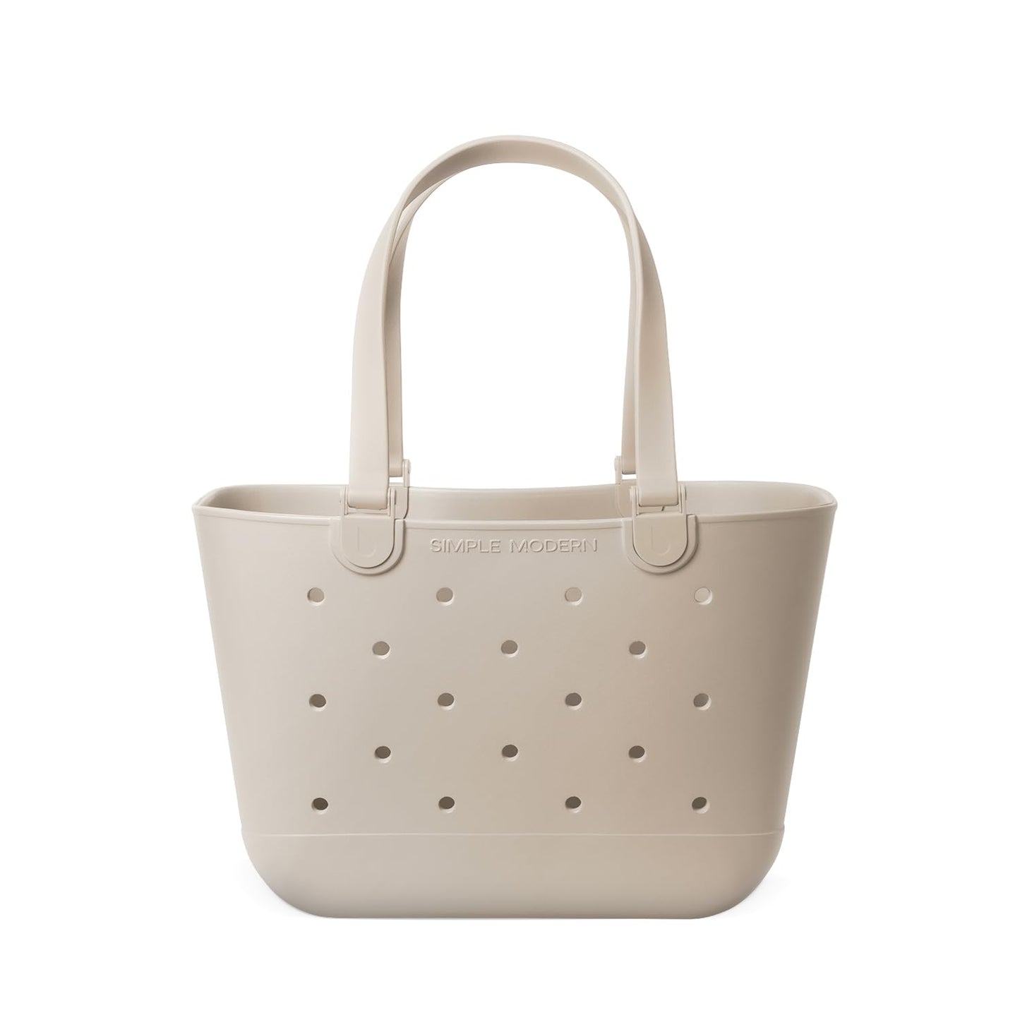 Simple Modern Large Beach Bag | Waterproof Getaway Rubber Tote with Zipper Pocket for Travel, Pool, Boat, Groceries, Sports | Almond Birch