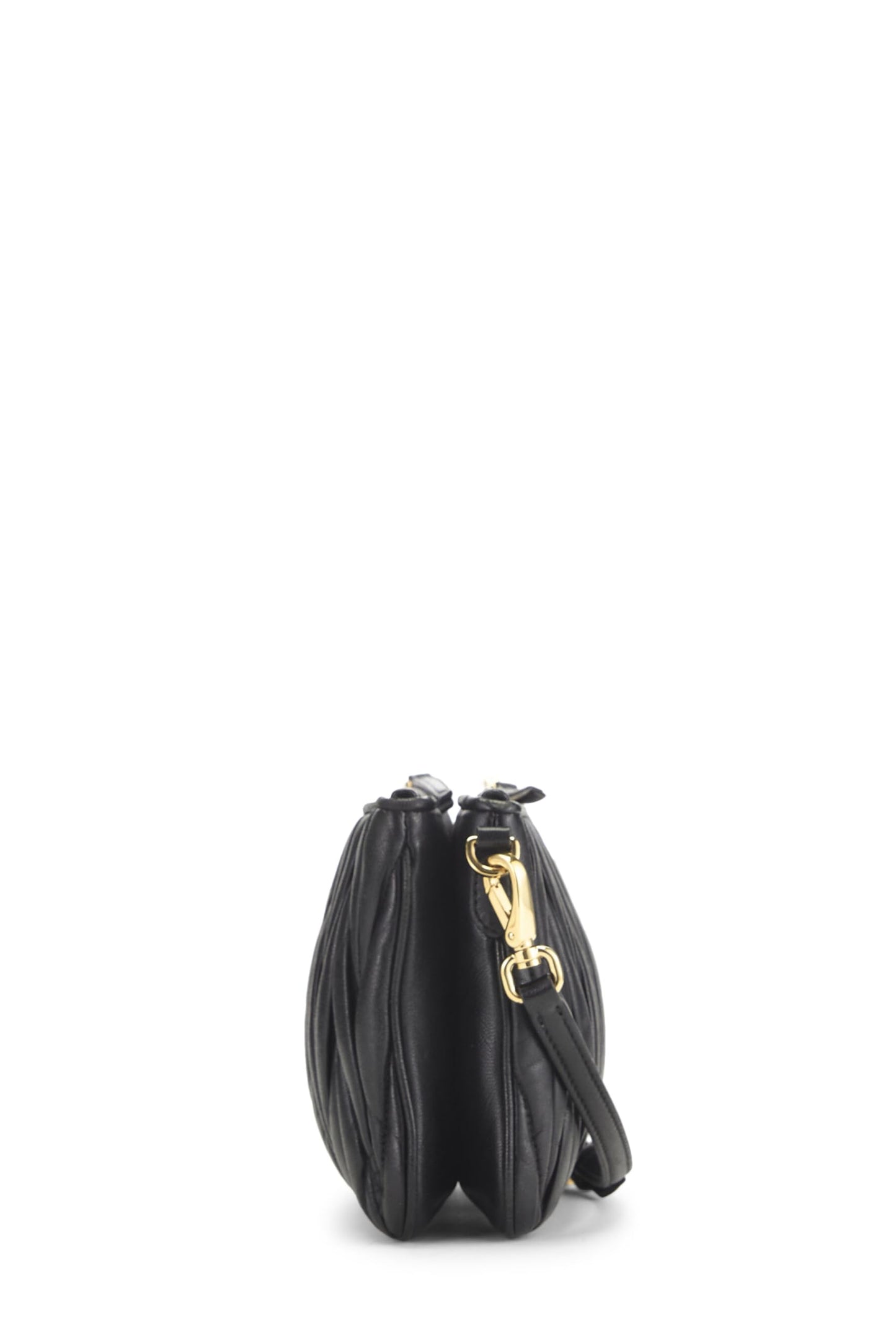 Miu Miu, Pre-Loved Black Nappa Double Zip Crossbody, Black