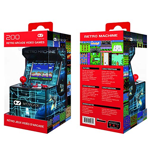 My Arcade Retro Machine Playable Mini Arcade: 200 Retro Style Games Built In, 5.75 Inch Tall, Powered by AA Batteries, 2.5 Inch Color Display, Speaker, Volume Control