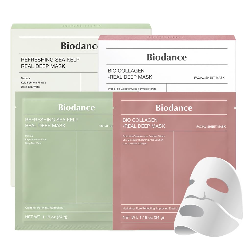 BIODANCE Clear Glow Mask Duo: Bio Collagen & Refreshing Sea Kelp Real Deep Mask