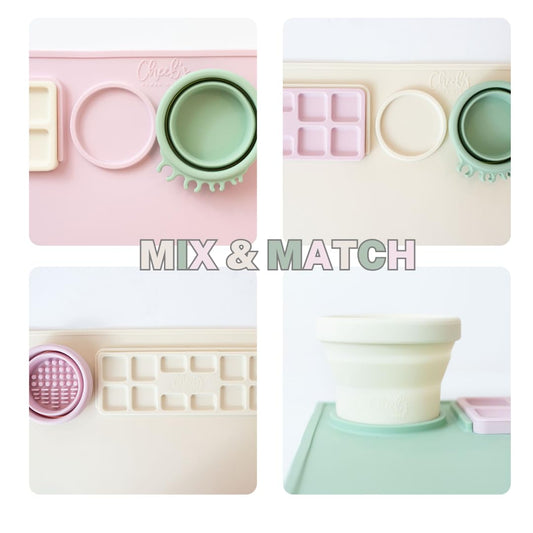 Cheek's Paper Room-Creator Silicone Craft Mat for Painting and Crafts V.2.0 (Oatmilk) Large Mat with Collapsible Paint Brush Cleaner for Painting, Clay, Resin and Crafts 15inches X 17inches