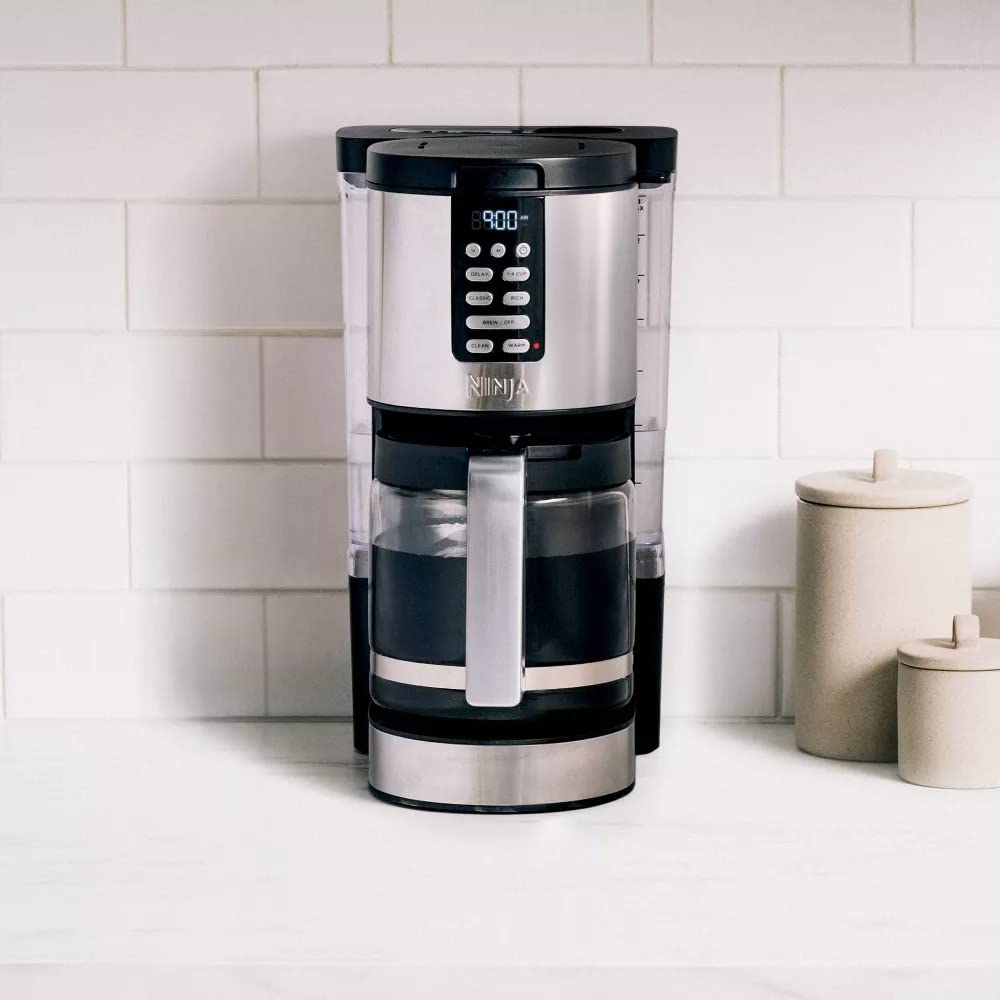 Ninja DCM201 14-Cup XL Coffee Maker PRO, 2 Brew Styles Classic & Rich, 4 Program Small Batch, Delay Brew, Freshness Timer & Keep Warm, No Permanent Filter or Scoop Included (Stainless Steel)