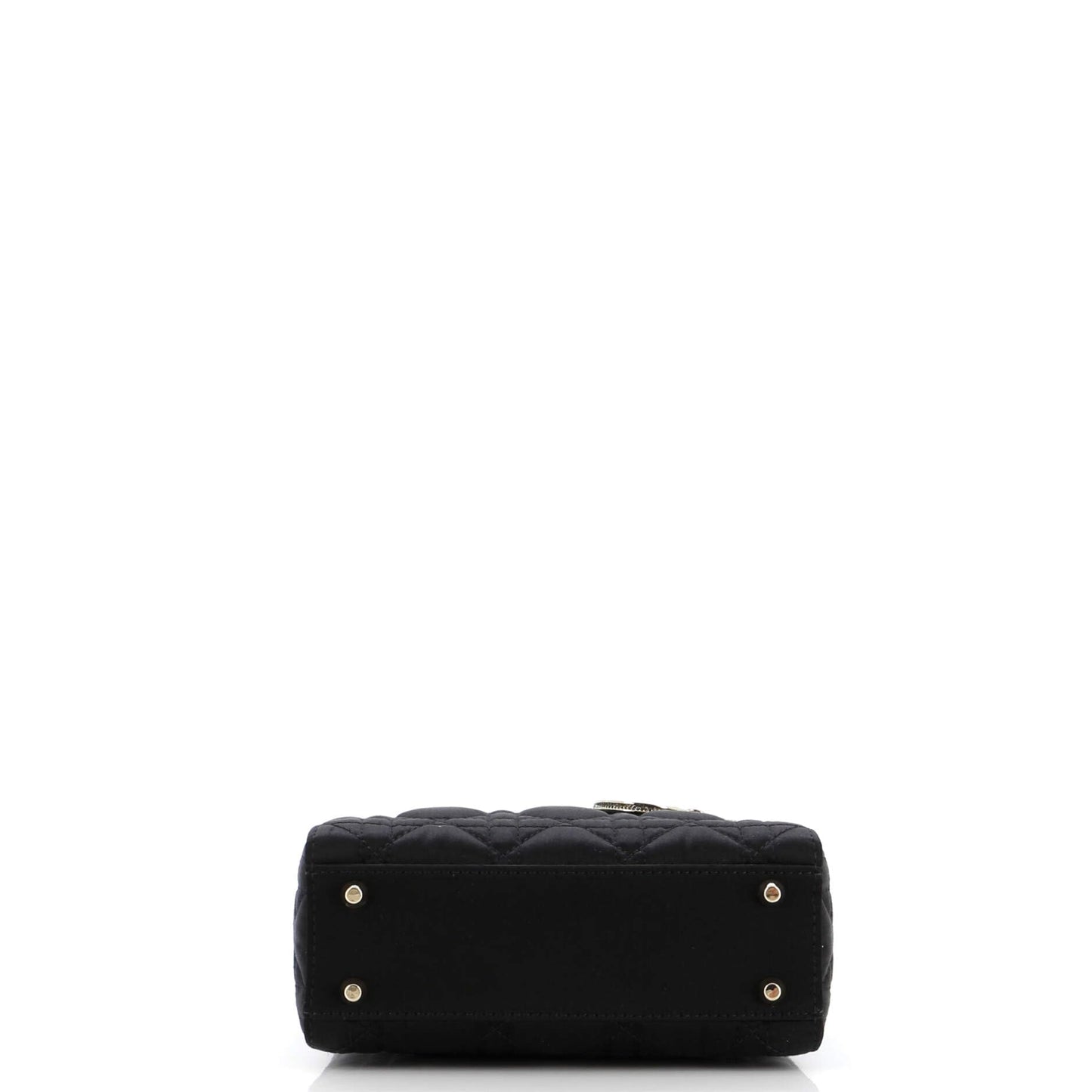 Christian Dior, Pre-Loved Lady Dior Bag Cannage Quilt Satin with Crystal Charms Mini, Black