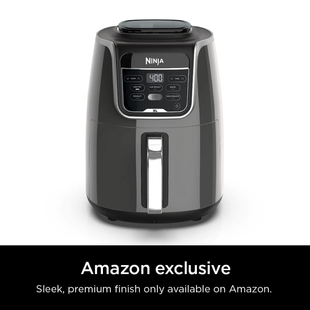 Ninja Air Fryer XL, 5.5 Qt. Capacity that can Air Fry, Air Roast, Bake, Reheat & Dehydrate, with Dishwasher Safe, Nonstick Basket & Crisper Plate and a Chef-Inspired Recipe Guide, Grey, AF150AMZ