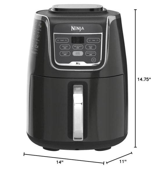 Ninja Air Fryer XL, 5.5 Qt. Capacity that can Air Fry, Air Roast, Bake, Reheat & Dehydrate, with Dishwasher Safe, Nonstick Basket & Crisper Plate and a Chef-Inspired Recipe Guide, Grey, AF150AMZ