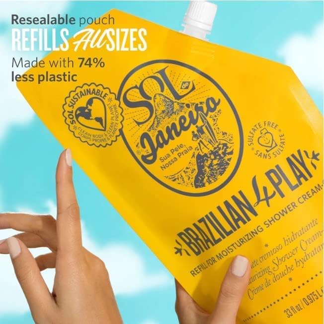 SOL DE JANEIRO Brazilian Play Moisturizing Shower Cream Gel Body Wash 1L with 1L Refill Pouch - Amazon Exclusive
