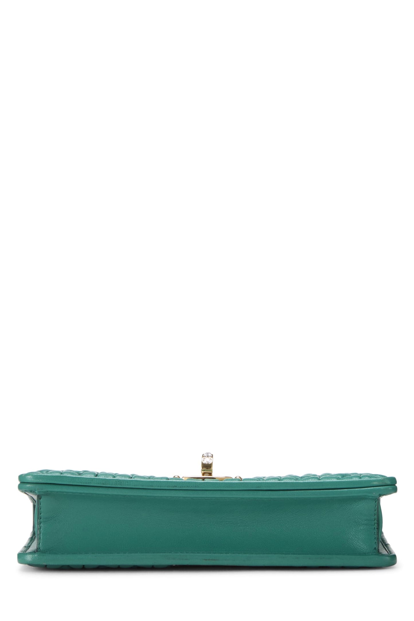 Miu Miu, Pre-Loved Green Nappa Crystal Flap Wallet On Chain (WOC), Green