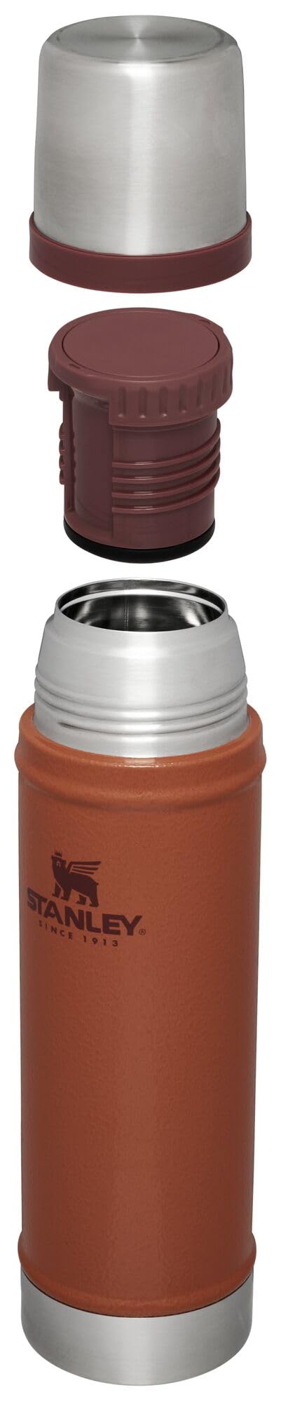 Stanley Classic Legendary Vacuum Bottle 20 oz | Wide Mouth with Leakproof Cup Lid | Keep Drinks Hot or Cold | Packable for Travel | Insulated Stainless Steel Thermos | BPA-Free | Hammertone Clay
