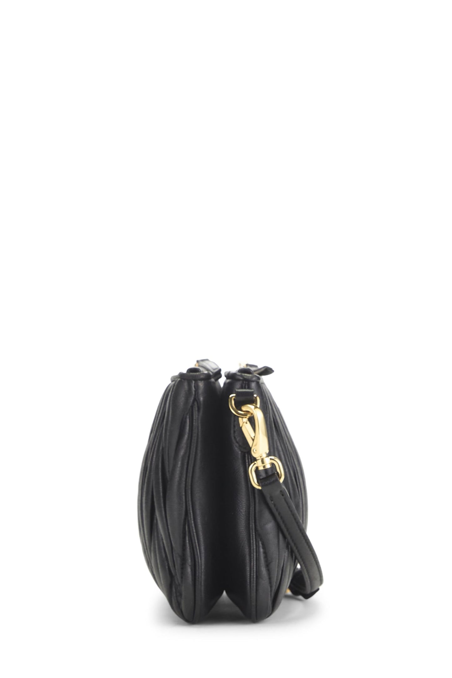 Miu Miu, Pre-Loved Black Nappa Double Zip Crossbody, Black