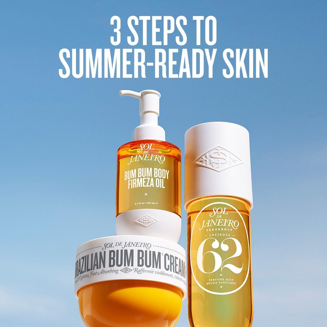 SOL DE JANEIRO Firming Body Bundle | Brazilian Bum Bum Cream, Bum Bum Body Firmeza Oil, and Cheirosa 62 Hair & Body Perfume Mist | Full Size Trio | Amazon Exclusive