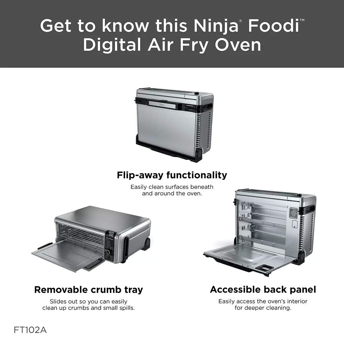 Ninja Foodi 9-in-1 Digital Oven Air Fry, Air Roast/ Broil, Bake, Bagel, Toast, Dehydrate, Keep Warm, and Reheat - Stainless Steel