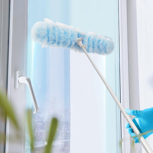 6 ft Extendable Duster Handle with 20 Refills, Compatible with Swiffer, Disposable Microfiber Dusting Pads for Home Cleaning, Ceiling, Fan, Window, Hard-to-Reach Areas