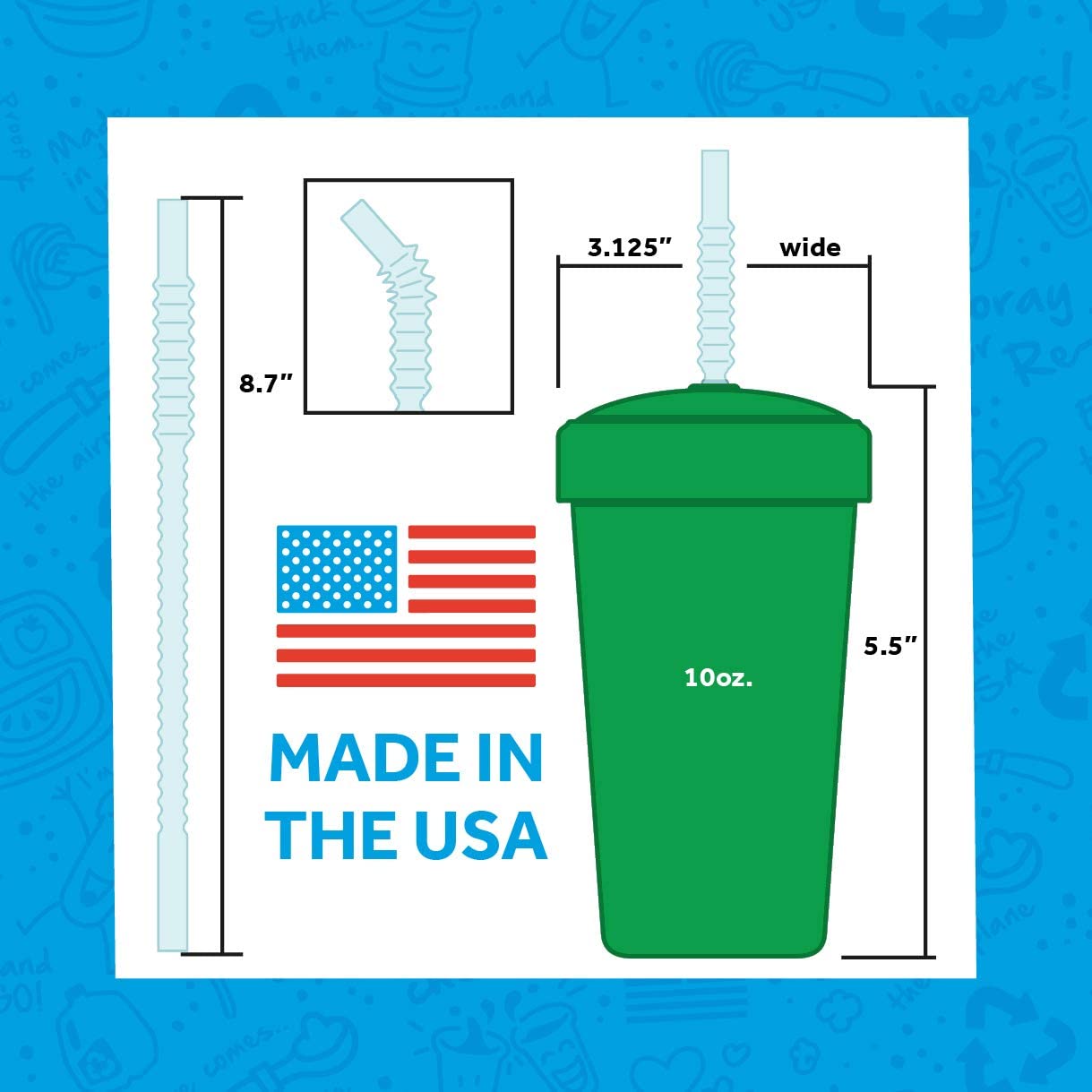 Re-Play Made in USA 2 Convertible Cups for Toddlers with Sippy Cup and Straw Cup Lids - 2 Plastic 10 Oz. Toddler Cups, 2 Hard Sput Sippy Cup Lids, 2 Straw Cup Lids and 2 Bendy Straws - Sand