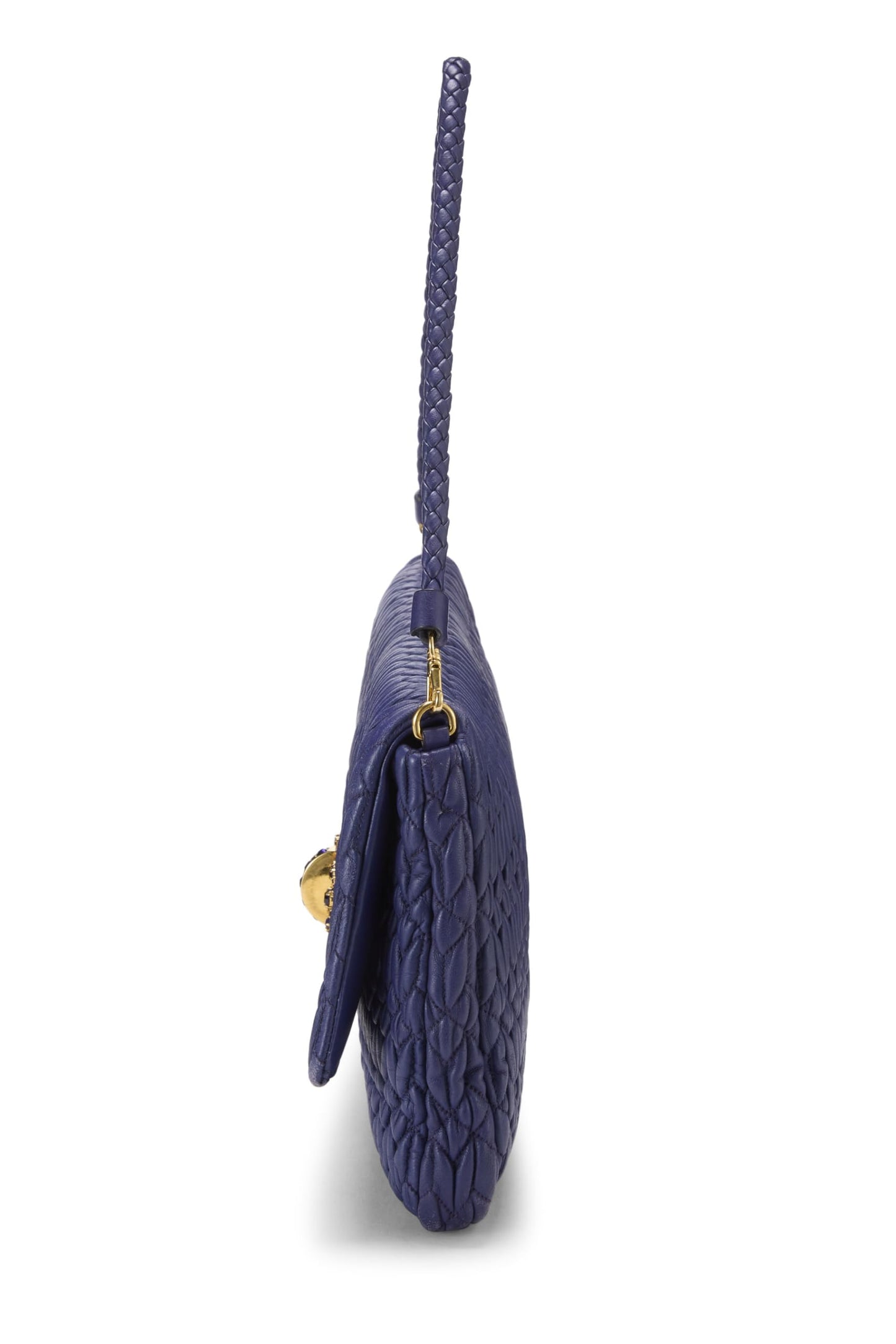 Miu Miu, Pre-Loved Purple Nappa Crystal Flap Shoulder Bag, Purple