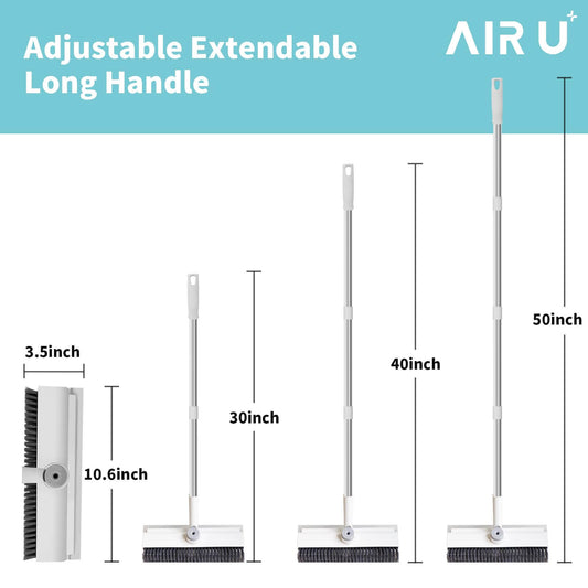 AIR U+ Floor Scrub Brush with Long Handle and Electric Toilet Brush Set with 5 Disposable Refill Heads