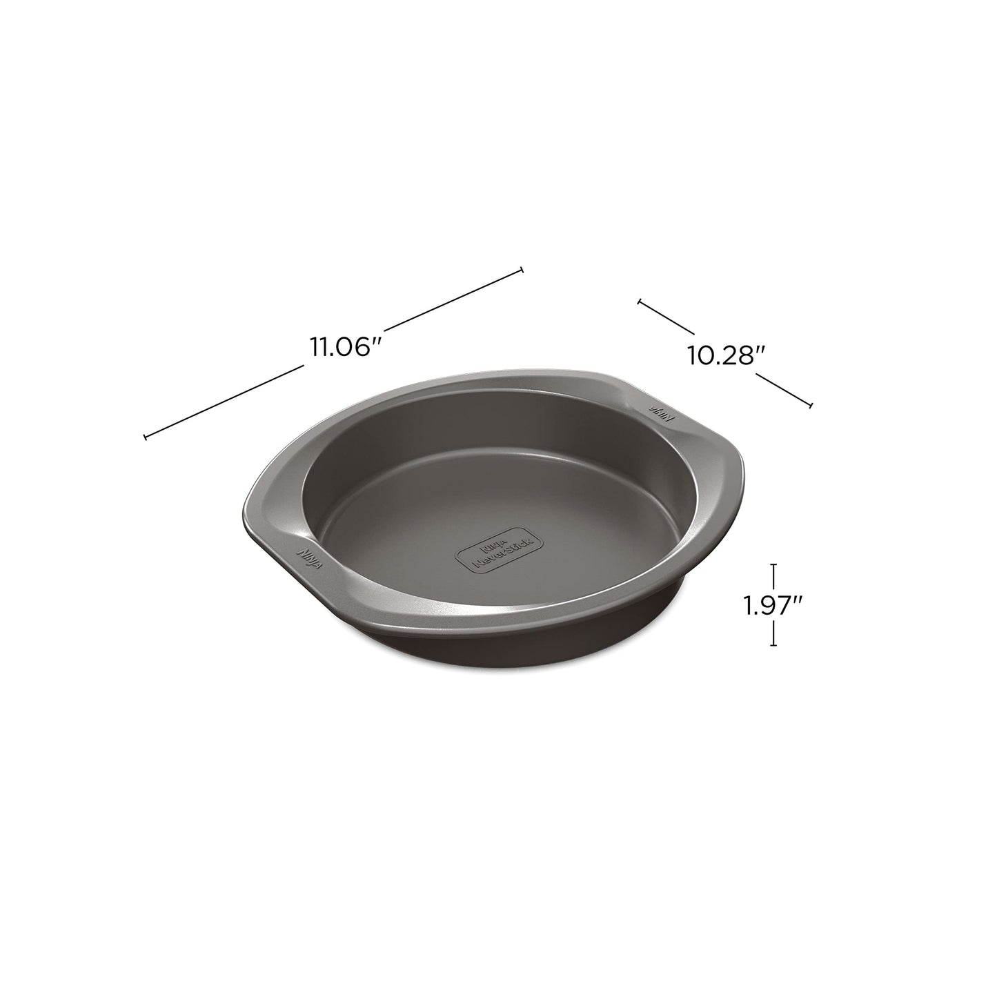 Ninja B30309 Foodi NeverStick Premium 9 inch Round Cake Pan, Nonstick, Oven Safe up to 500⁰F, Dishwasher Safe, Grey (Pack of 2)