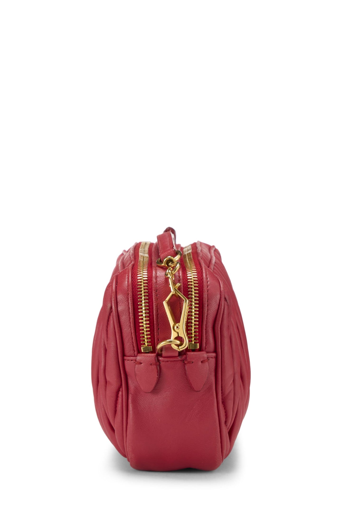 Miu Miu, Pre-Loved Red Nappa Double Zip Camera Crossbody Bag, Red