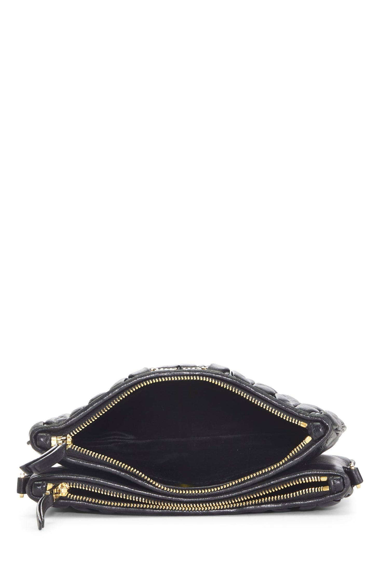 Miu Miu, Pre-Loved Black Nappa Double Zip Crossbody, Black