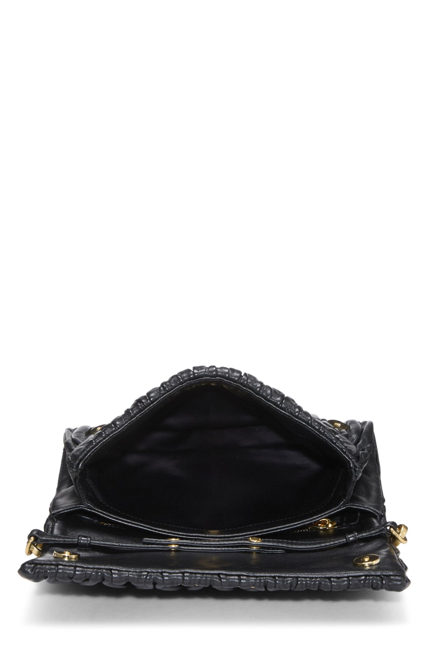 Miu Miu, Pre-Loved Black Nappa Matelassé Chain Clutch, Black