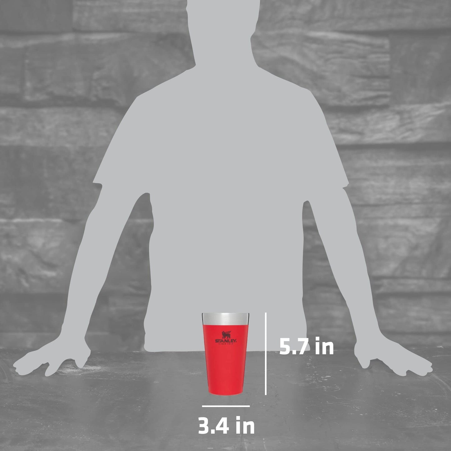 Stanley Adventure Stacking Beer Pint Glass 16oz | Stackable Drinking Cup for Cold Beverages | Dishwasher Safe | Insulated Stainless Steel Tumbler | BPA-Free | Lava