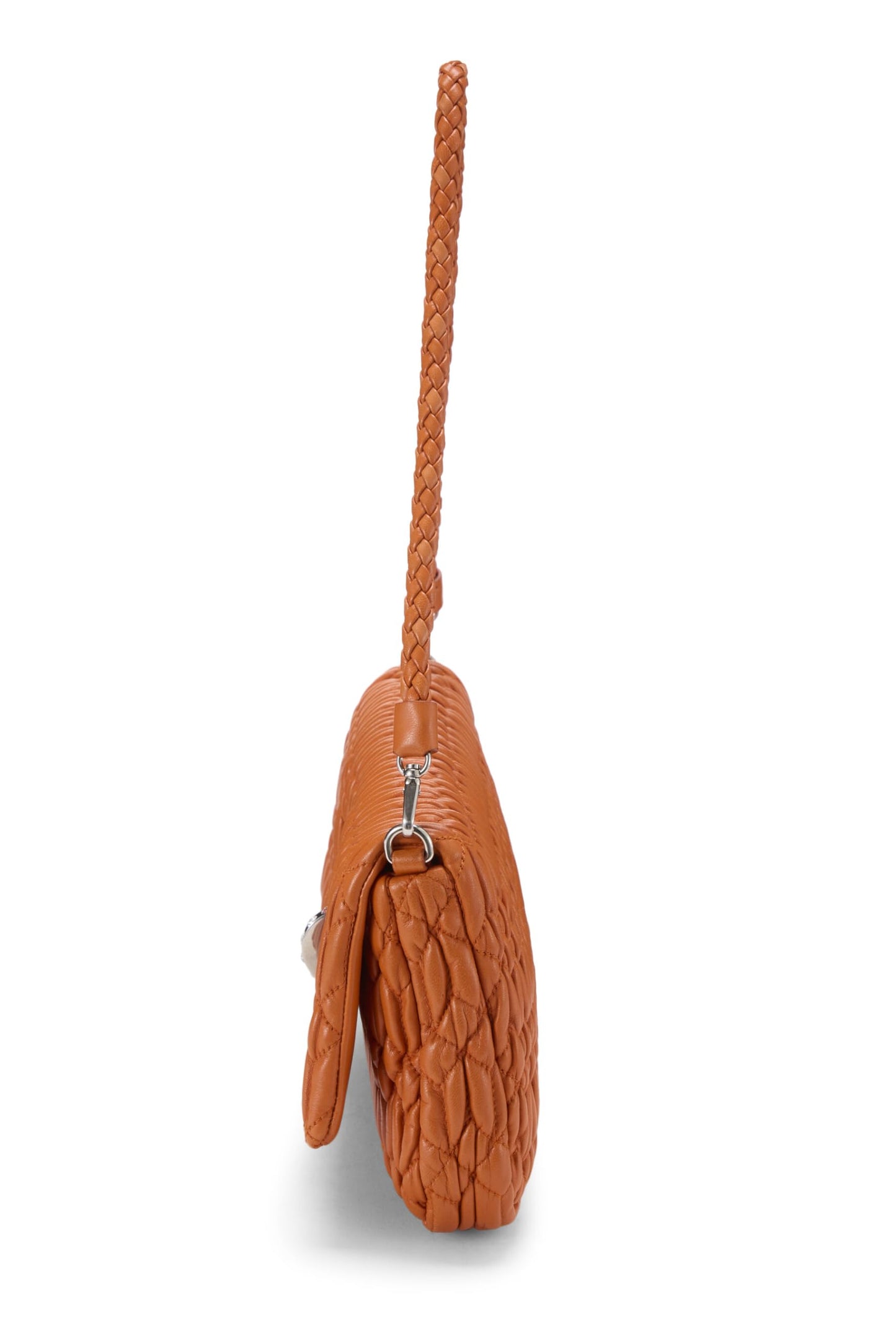 Miu Miu, Pre-Loved Orange Nappa Crystal Flap Shoulder Bag, Orange