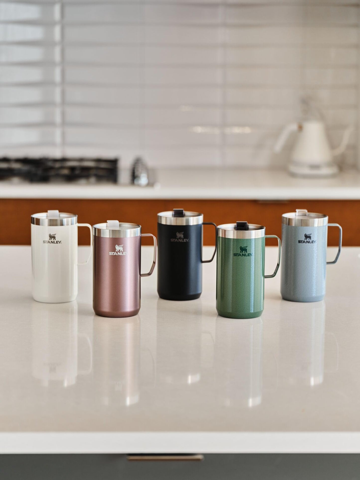 Stanley Stay-Hot Camp Mug 24 oz | Press Fit Drink Through Lid | Cup for Coffee, Tea and Drinks | Insulated Stainless Steel Coffee Mug | BPA-Free | Cream Gloss