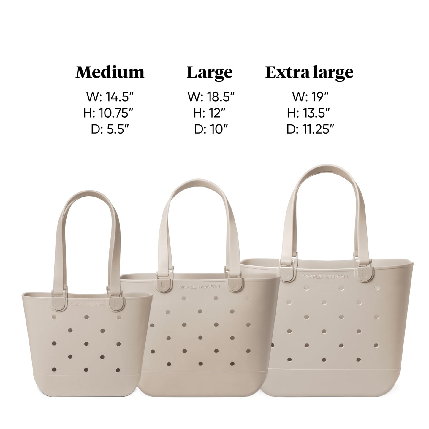 Simple Modern Large Beach Bag | Waterproof Getaway Rubber Tote with Zipper Pocket for Travel, Pool, Boat, Groceries, Sports | Almond Birch