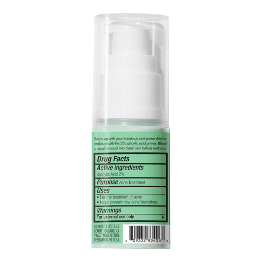 e.l.f. Blemish Control Face Primer, Soothing & Hydrating Makeup Primer For Fighting Blemishes, Grips Makeup To Last, Vegan & Cruelty-free, Small