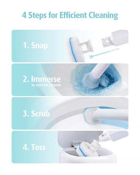 AIR U+ 24 PCS Disposable Toilet Brush Refills Only for Scotch-Brite Disposable Toilet Scrubber Wand(Snap-on Style), Toilet Cleaner Refill Pads, Upgraded Toilet Bowl Brush Refill Heads (Only Refills)