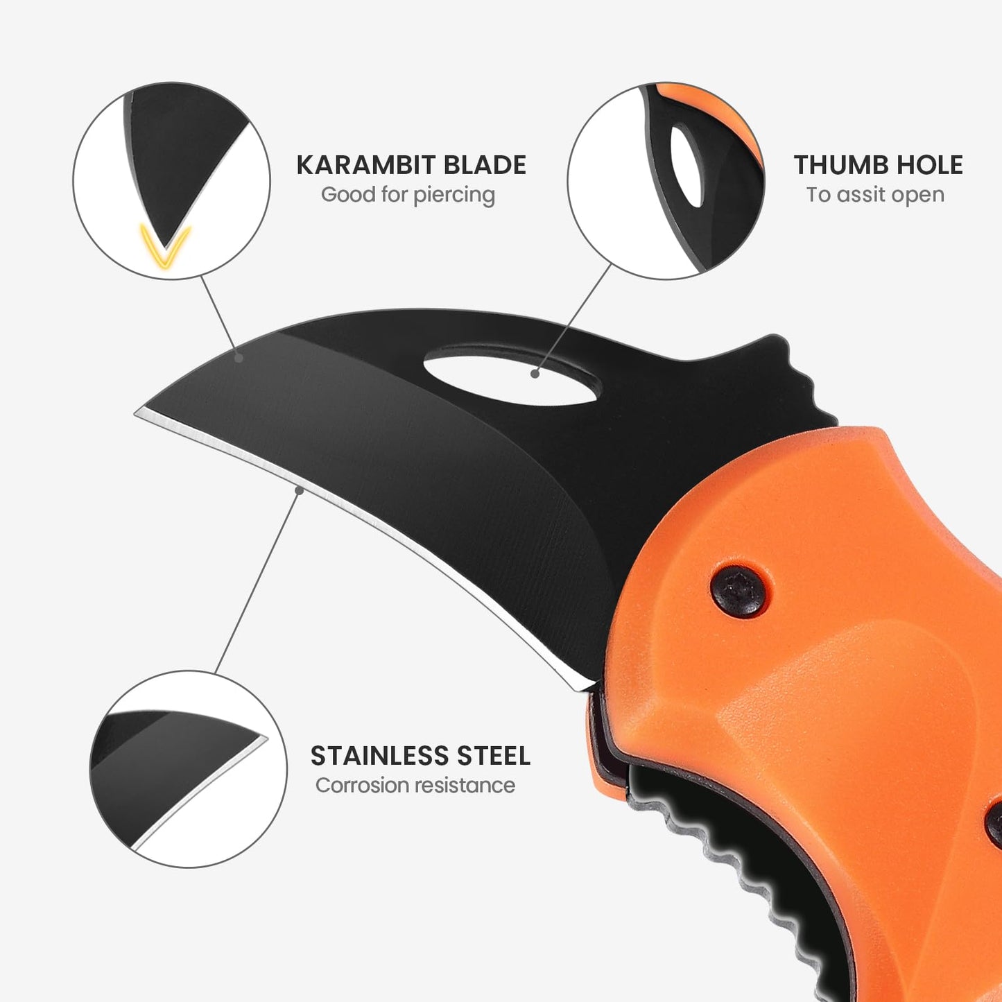 FUNBRO Small Pocket Knife for Men, Cool Folding Knife Box Cutter with 1.34inch Sharp Blade, Mini EDC Knives for Everyday Carry, Great Gift for Men (Orange)