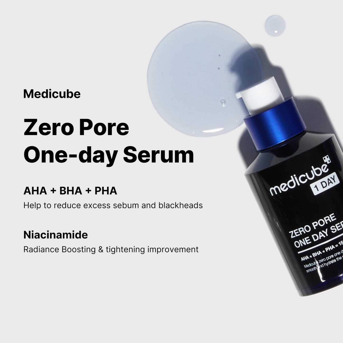Medicube Zero Pore One-day Serum 1.01 fl.oz - Overnight Resurfacing Serum with Pore Tightening Complex - 15.2% AHA+BHA+PHA & 2% Niacinamide - 10.8% reduction in pore appearance after one day of use