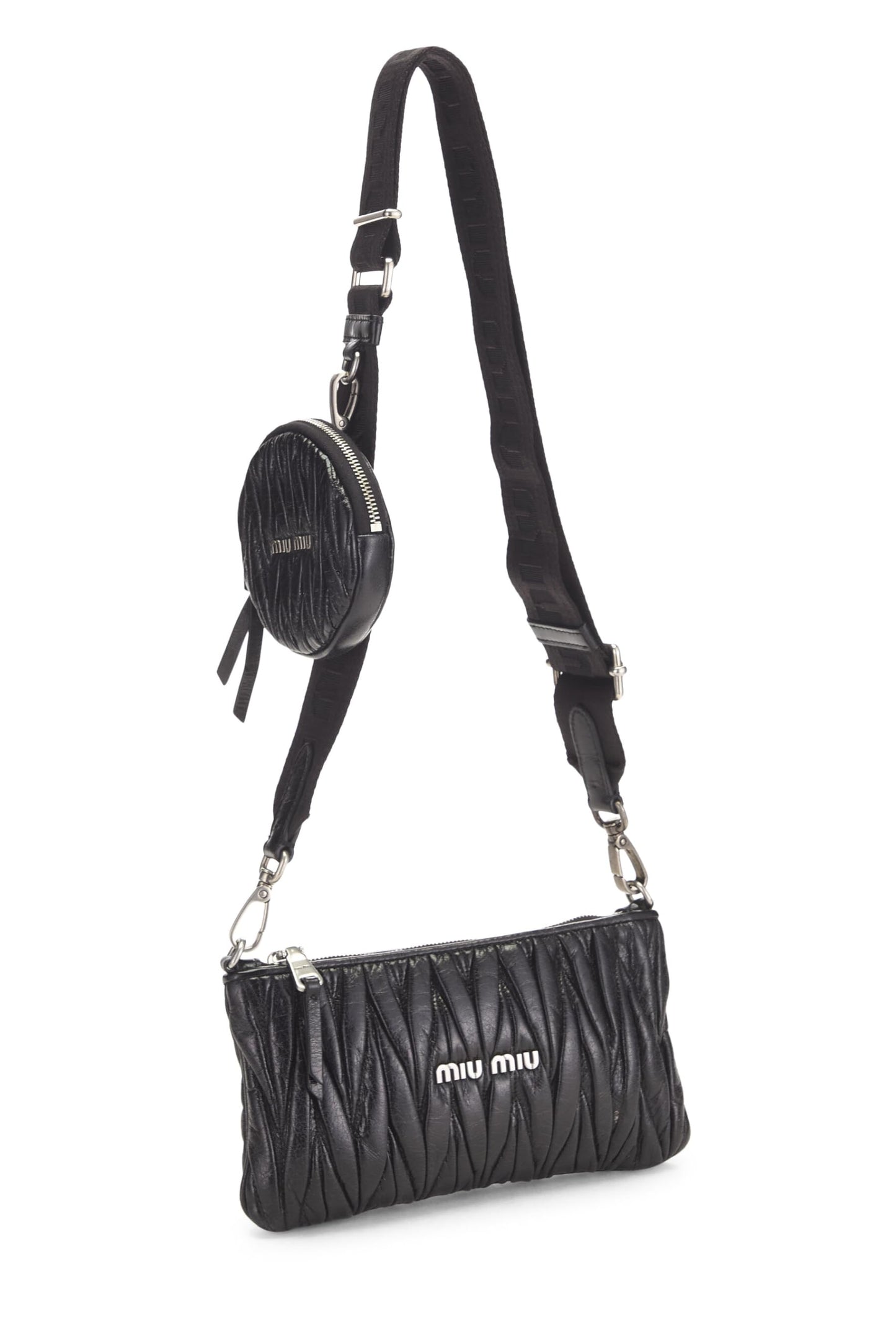 Miu Miu, Pre-Loved Black Nappa Crossbody, Black