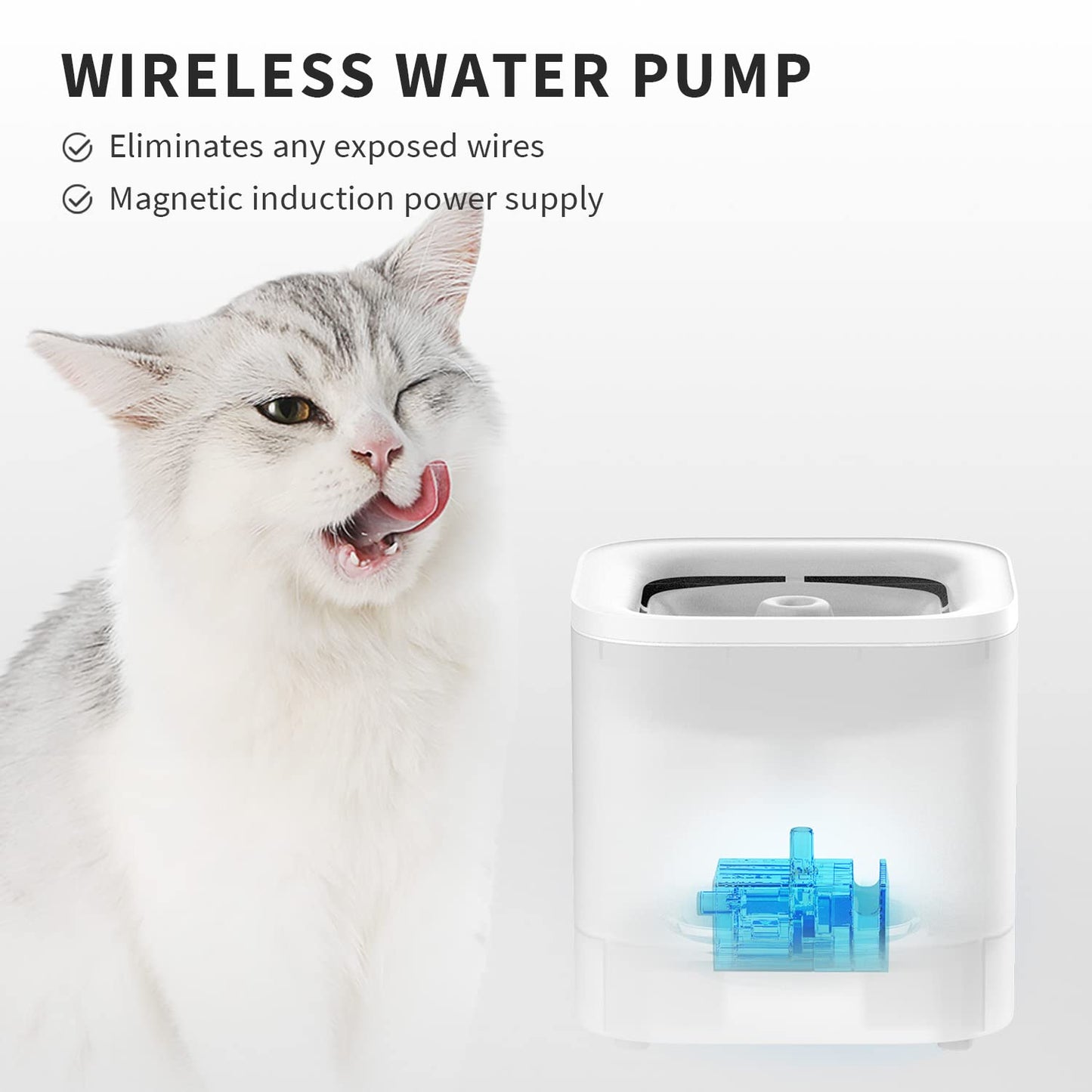 PETKIT New Cat Water Fountain with Wireless Pump, Ultra Quiet 65oz/1.85L Pet Water Fountain for Cats and Dogs Inside, Detachable Design Easy to Clean and Assemble, Filters Included