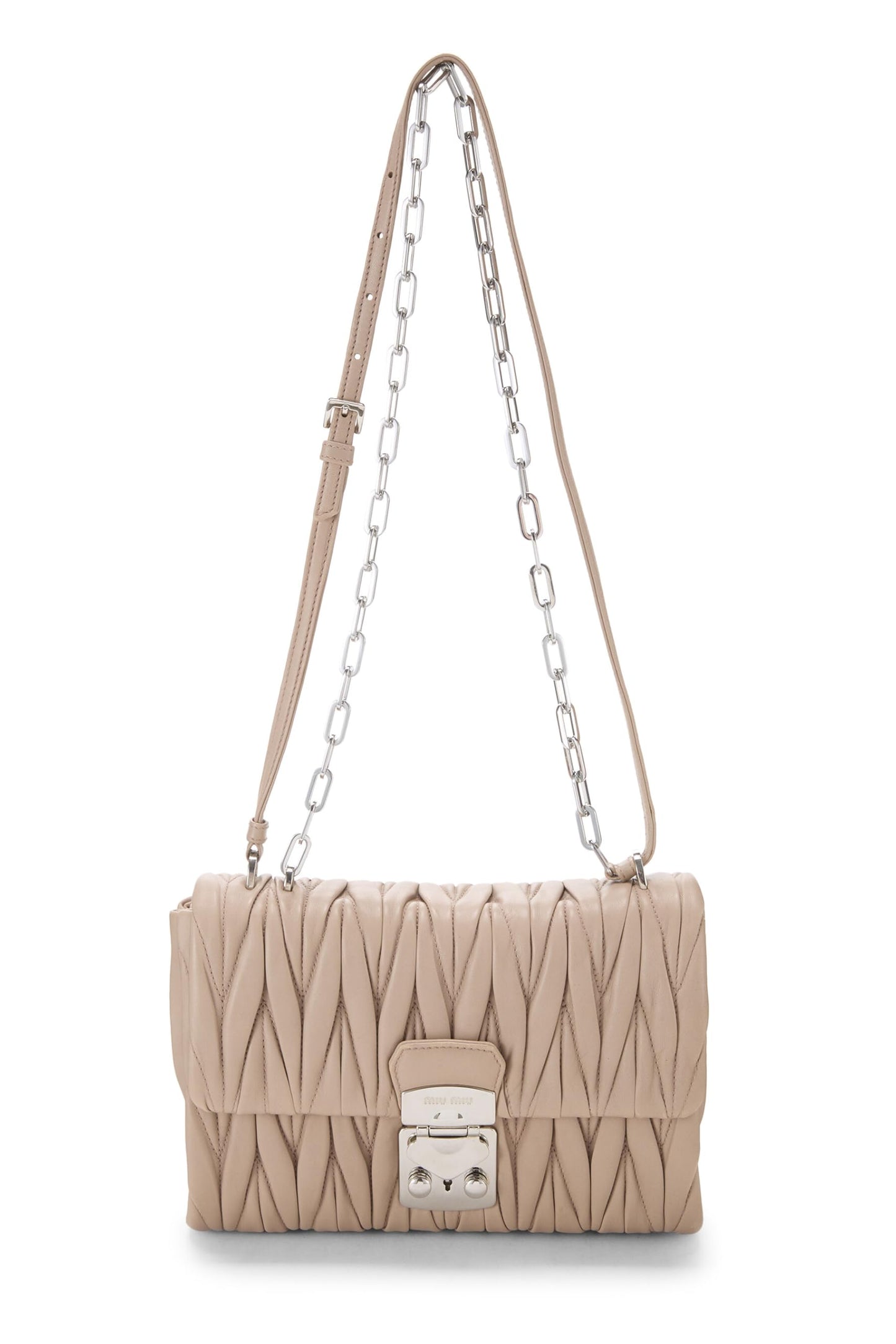 Miu Miu, Pre-Loved Pink Nappa Matelassé Shoulder Bag, Beige