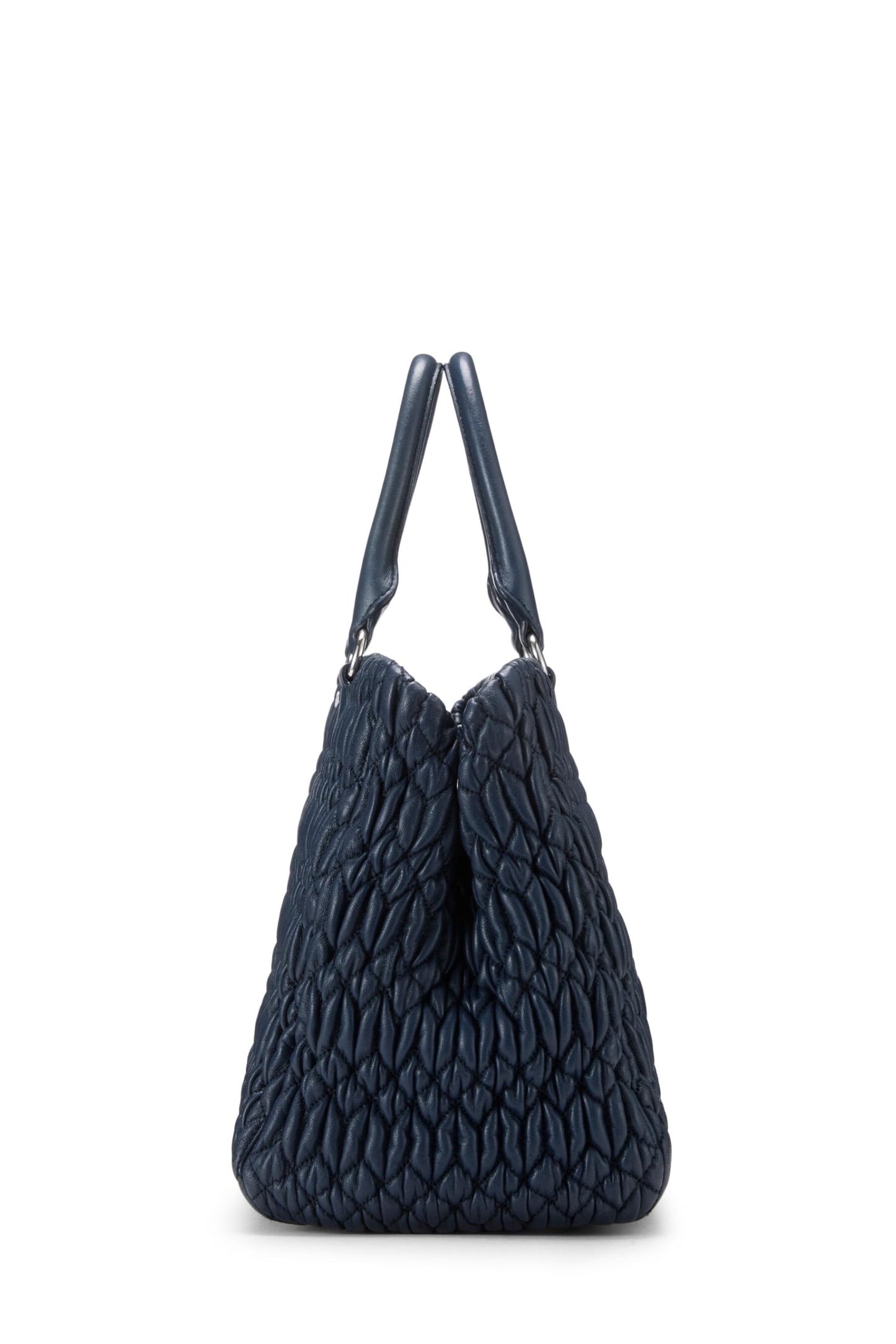 Miu Miu, Pre-Loved Navy Nappa Convertible Top Handle Bag Small, Navy